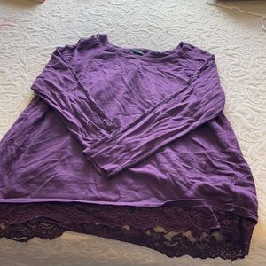 Purple lace long sleeve sweater